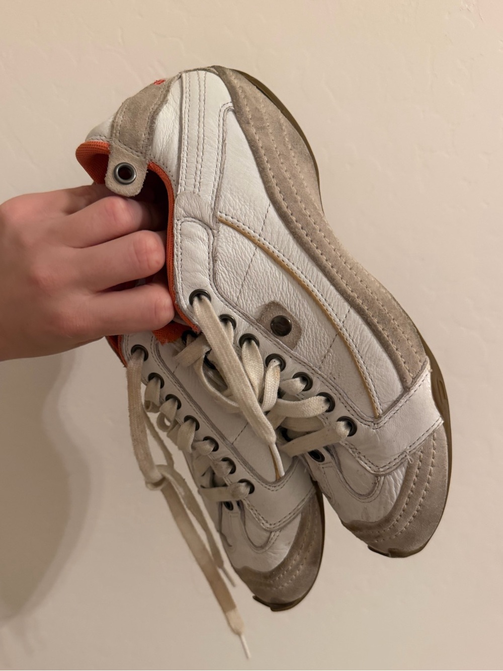 Diesel White Sneakers with Tan and Orange Accents